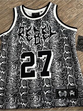 Rebel Vengeance Snake Print Jersey Top L NWT
